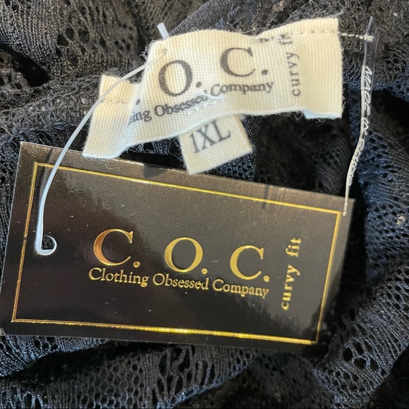 COC Black Lace Tank Stretch Lingerie Sexy Top 2 3X - Picture 8 of 10